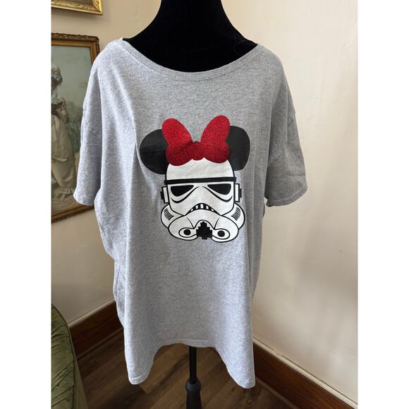 Gildan Tops - Disney Star Wars Stormtrooper Minnie Bow Graphic T Shirt Gray Gildan 3XL